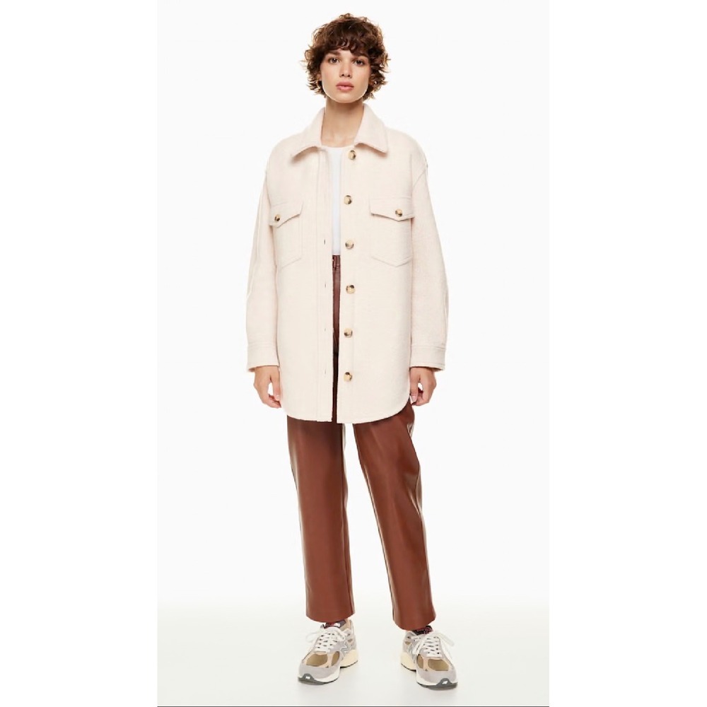 Wilfred Free Aritzia Ganna Shirt Jacket XS Merino Wool Shacket Heather Bone